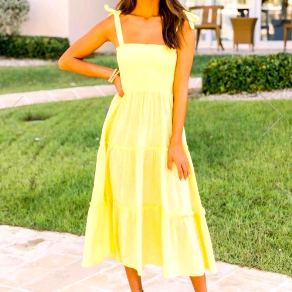 For the Republic - yellow smocked maxi / midi - size Large